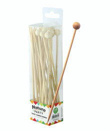 "BAMBI" Natural Bamboo Ball Skewers L:5.5in - 25pcs/pack