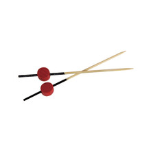 Bamboo Picks Black End With Red Bead - L:3.1in- 25 pcs