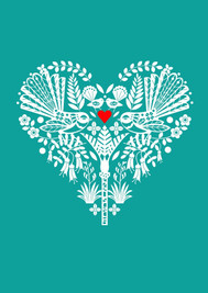 Turquoise Fantail Heart Blank Card ($8)