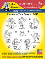 Aunt Martha's Embroidery Transfer Pattern #3951 Snowmen Tea Towels