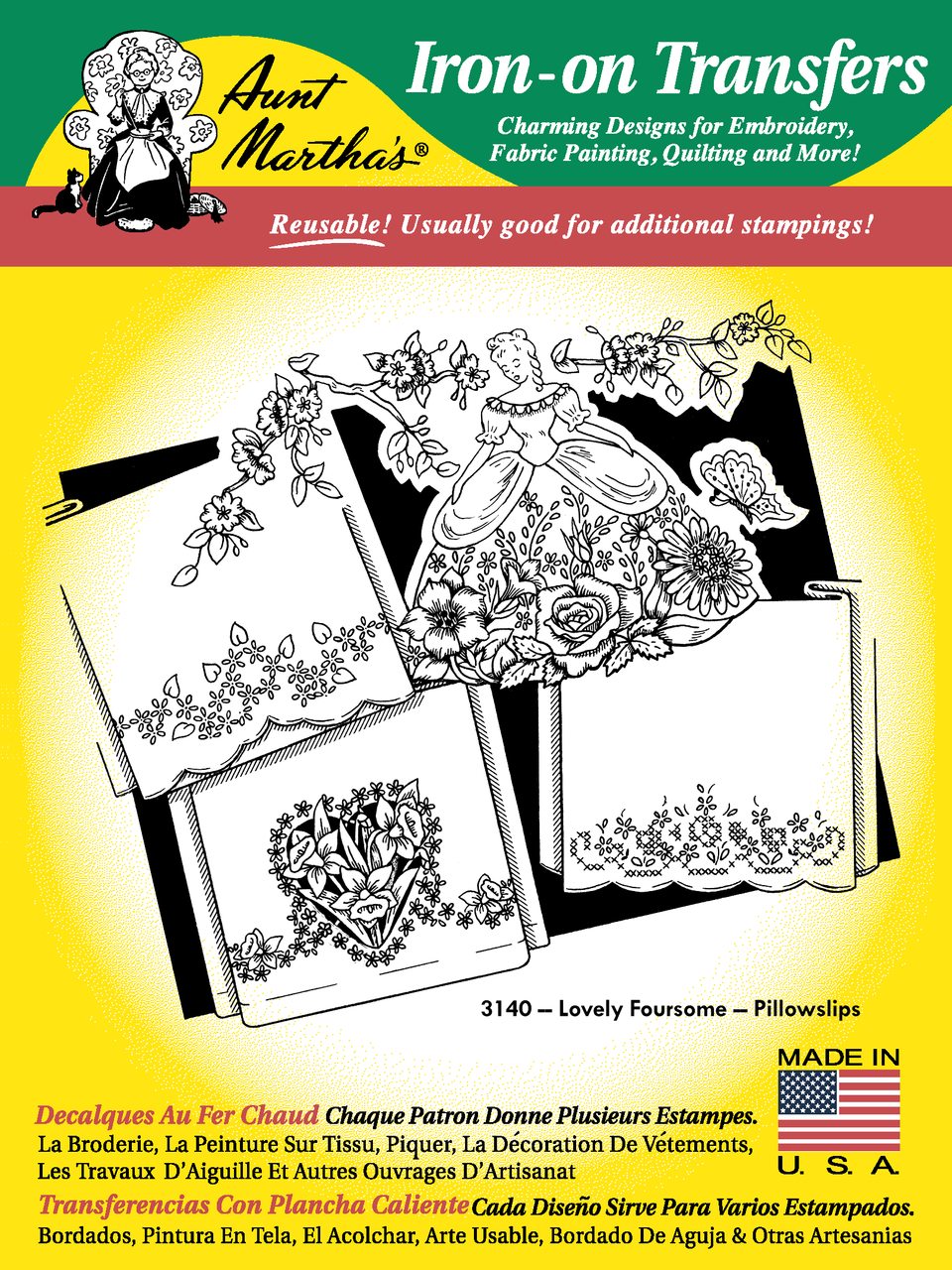 Lovely Ladybugs #4034 Aunt Martha/'s Hot Iron Embroidery Transfer Pattern
