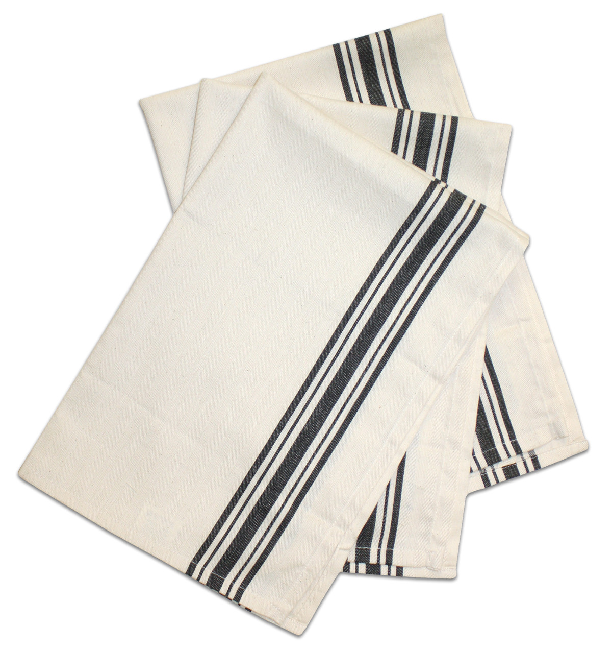 Aunt Martha's Stitch 'Em Up Retro Black Stripe Herringbone Towel