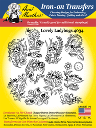 Aunt Martha's Embroidery Transfer Pattern #4034 Lovely Ladybugs