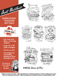 Aunt Martha's Embroidery Transfer Pattern #4036 Slice of Pie