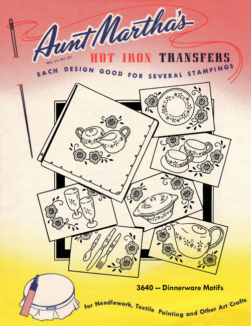 Aunt Martha's Embroidery Transfer Pattern 3640 Dinnerware Motifs