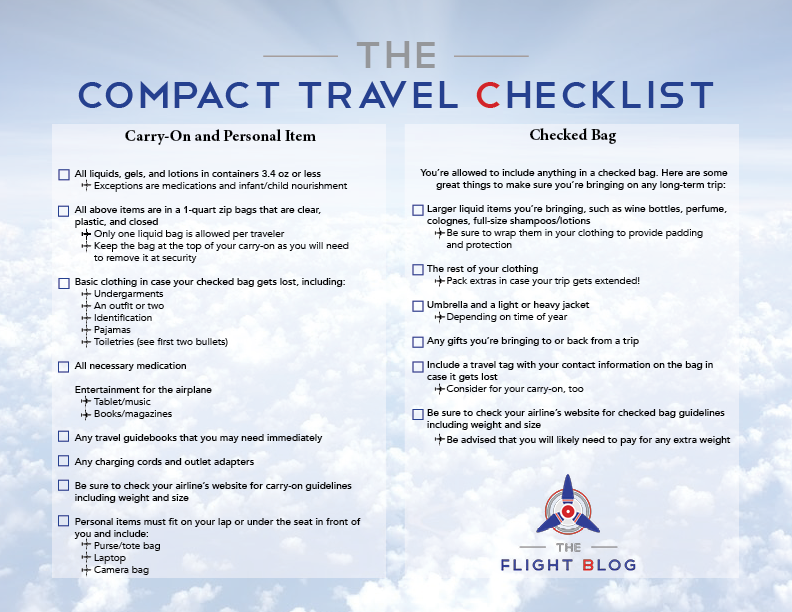 pack your bags the compact travel checklist aviation oil outlet travel item checklist