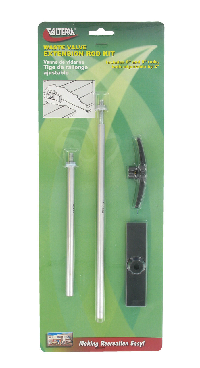 Valterra Waste Valve Extension Rod Kit, 6" to 8" and 9" to 11", Carded Rv Holding Tank Valve Extension Handle Rod Kit