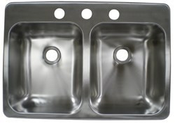 Stainless Steel Double Sink, 25x17 - RVSupplies.com
