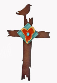 'Celebrating Friendship' cross with driftwood edge by Redford Metal, 9"