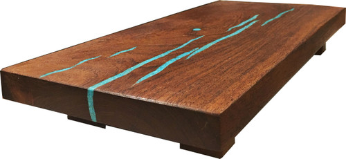  Sushi Board with Turquoise Inlay by Ron and Christine Sisco. 14"x6.5"x2". 
