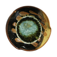 Small Pinch Plate in Black & Cream by Kerry Brooks Pottery.  Small Pinch Plate with Geode Style Fused Glass in Black & Cream. These awesome glass plates are decorative and functional. The perfect holiday, wedding, graduation, or hostess gift!

 Each small plate is 7.5" in diameter and 1.5" deep. Some variation in color is due to the handmade nature of these items.
(Does not contain actual geodes.) 