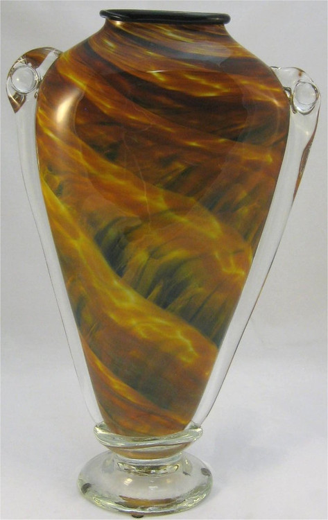 "Shoulder Vase in Amber, Black and Gold" by Mark Rosenbaum 