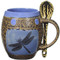 This ash glazed mug with spoon by Always Azul Pottery is shown with the Dragonfly decal Blue. Each mug holds 14 oz. 
Box Set Colors includes: Avocado Green, Blue, Coral, Yellow
Always Azul mugs are available in several decal options.
Please call to check availability of current designer decals for Box Sets. 