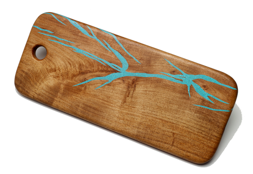Cutting Board with Turquoise by Ron and Christine Sisco