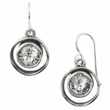 These Skeeball earrings in Crystal by Patricia Locke Jewelry have Sterling silver ear wires.