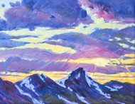 Original painting by Maggie Renner Hellmann, "Continental Divide Sunset", Oil, 11x14