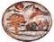2D Mountain Cabin Oval by Michael J. Krob.  30"W x 20"H. Even though the artist follows the same style of creation, each new fabrication will be a one of a kind.