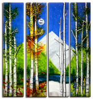 Four Seasons Set - 'Moon over the Mountains' 
Each panel measures 6" x 30"
These are one-of-a-kind pieces.  CALL the gallery to determine what is available.
970-577-8100