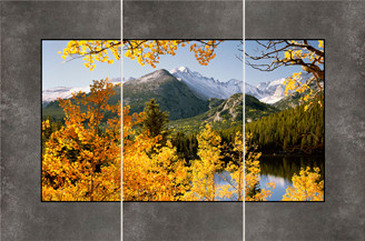 Longs Peak from Bear Lake three panel panoramic photograph by David Clack is mounted tile. This image has a fade and scratch resistant laminate coating.