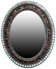 Oval shape mosaic mirror in Green Tea color from Angie Heinrich of Zetamari Mosaics, 22"x18"
