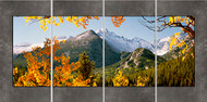 Longs Peak from Bear Lake four panel panoramic photograph by David Clack is mounted tile. 