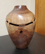Sliced Hollow Form Tall  - Walnut with Maple Pewa by Dave Landers