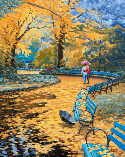 "Yellow Autumn, Forgotten Umbrella" by Stan Sidorov 24x30