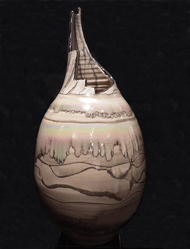 This medium Kiva in Desert Sand glaze is approximately 22" H X 10.5" W.