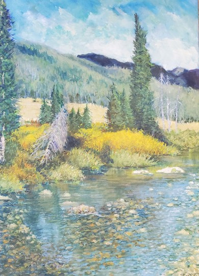 "Across the Bridge, Zirkel Wilderness", Oil by Lyse Dzija