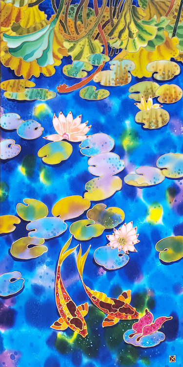 "Koi Fishes", Silk Painting by Yelena Sidorova