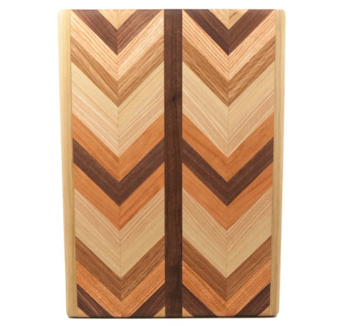 Medium Wood Cutting Board with Herringbone pattern.