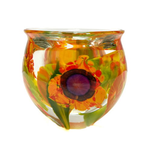 Hand blown glass "Sunflower Cup" by David Lotton 4" H x 4.5" W (view 1)