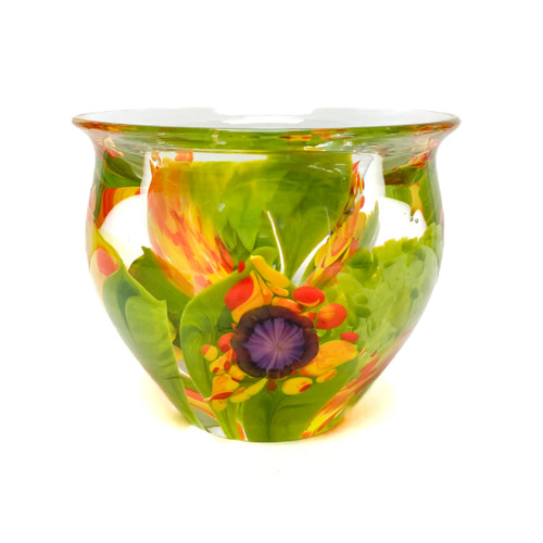 Hand blown glass "Sunflower Cup DK" by David Lotton 4" H x 4.5" W (view 1)