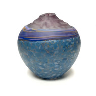 Hand blown cold sculpted glass "Pinnacle Vase PW" by Thomas Spake 6" H x 6" W