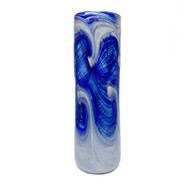 Large Hand Blown "Cylinder Glass Vase" in Ocean Spray design by Dottie Boscamp 12" H x 4" W