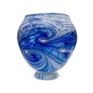 Large Hand Blown "Glass Bowl" in Ocean Spray design by Dottie Boscamp 12" H x 4" W