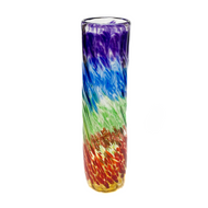 Large Hand Blown "Vase Cylinder Large Rainbow" by Dottie Boscamp 13" H x 3" W x 3" D
