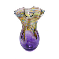 Small Hand Blown "Vase Col Wave Small Purple" by Dottie Boscamp 8" H x 5 1/2" W x 5 1/2" D