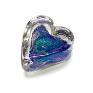 Small Hand Blown "Paperweight Heart" by Dottie Boscamp 1 1/2" H x 2 1/2" W x 2 1/2" D (Blue)