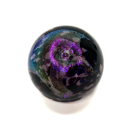 Small Hand Blown "Paperweight Heart" by Dottie Boscamp 2 1/2" H x 3" W x 3" D (Purple)
