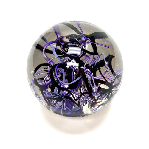 Small Hand Blown "Paperweight Abstract Small Purple" by Dottie Boscamp 3" H x 3 1/2" W x 3 1/2" D