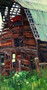 "Barn Abstraction" by Susiehyer, 24x12, Oil on Masonite