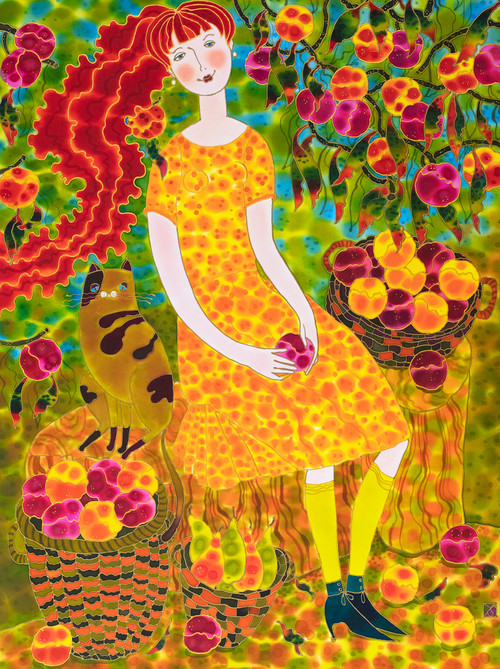 "Colorado Peaches", Silk Painting  by Yelena Sidorova