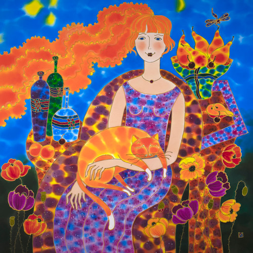 "Orange Summer", Silk Painting  by Yelena Sidorova