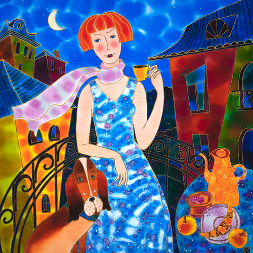 "Evening Tea", Silk Painting  by Yelena Sidorova