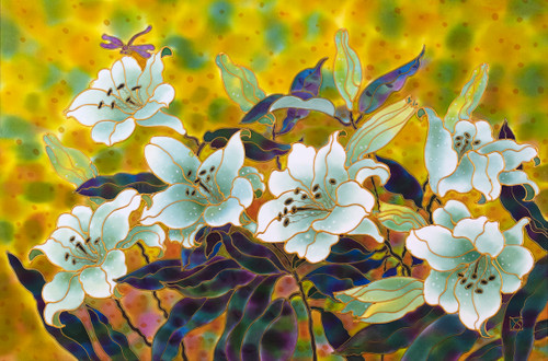 "Lillies", Silk Painting  by Yelena Sidorova