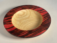 Turned Wood Tiger Platter in Ash with Torched and Dyed Rim by Dave Landers