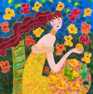 The Sweetness of July, Silk Painting by Yelena Sidorova
