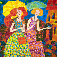 Rain Was Expected, Joy Arrived, Silk Painting by Yelena Sidorova