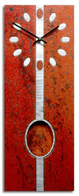 "Gambol" clock with pendulum by Robert Rickard from Hoboken, New Jersey. This clock is displayed in Robert's "Desert" color, pendulum swings behind the bottom cutout design. 